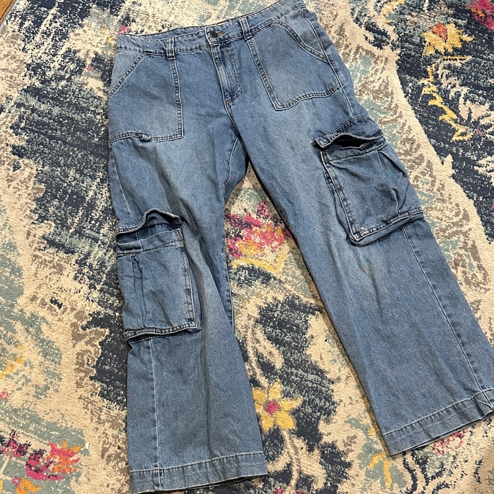 Cotton On Light Blue Denim Cargo Pants